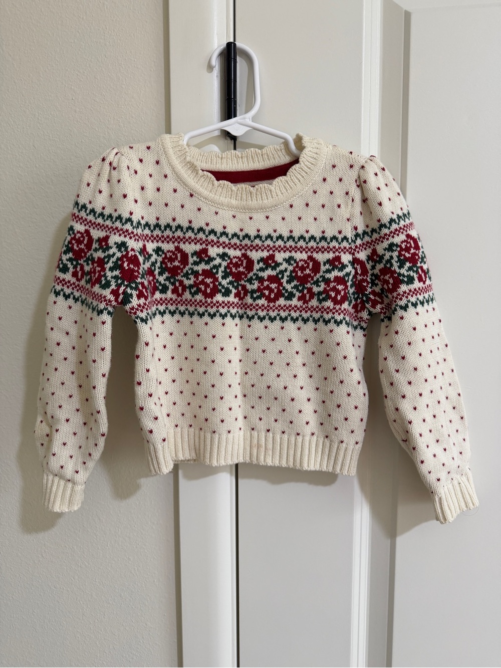 Tommy Bahama Cream Floral Christmas Crewneck Vintage Look Sweater